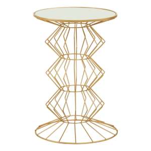 Xuange Round White Mirrored Glass Side Table With Gold Frame - UK
