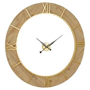 Xuange Round Wooden Wall Clock In Natural And White Frame