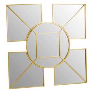 Xuange Square And Circular Wall Bedroom Mirror In Gold Frame - UK