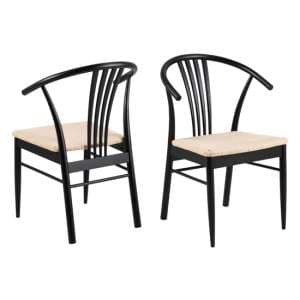 Yaark Black And Birch Wooden Dining Chairs In Pair