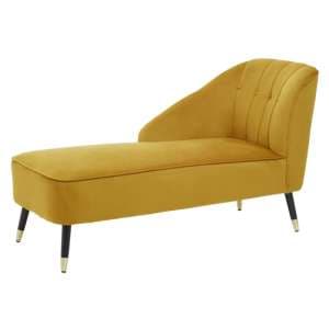 Yette Right Arm Velvet Chaise Lounge Chair In Mustard