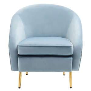 York Velvet Armchair In Aqua Blue With Gold Metallic Legs - UK