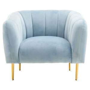 York Velvet Armchair In Blue With Gold Metal Legs - UK