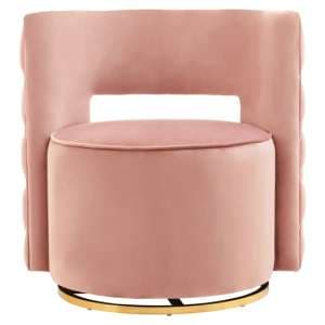 York Velvet Swivel Bedroom Chair In Pink - UK