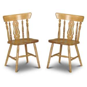 Yaella Honey Lacquered Fiddleback Dining Chairs In Pair