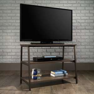 Yuma Industrial Wooden TV Stand With 2 Shelves In Smoked Oak - UK