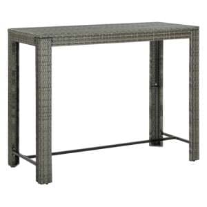 Yuna 140.5cm Poly Rattan Garden Bar Table In Grey - UK