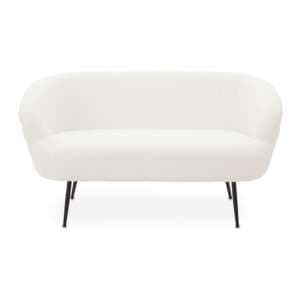 Yurga Fabric 2 Seater Sofa In Plush White With Black Legs - UK