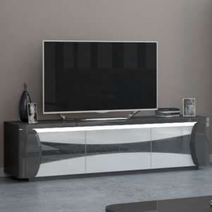 Zaire Gloss TV Stand In White Grey With 3 Doors And LED