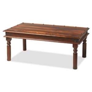Zander 110cm Wooden Coffee Table In Sheesham With Round Legs - UK