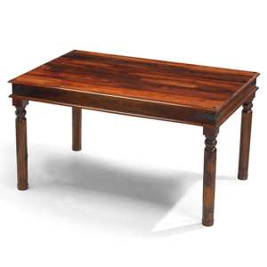 Zander 140cm Wooden Dining Table In Sheesham With Round Legs