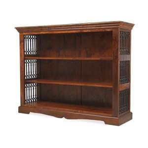 Zander Wooden Low Bookcase In Sheesham Hardwood - UK