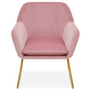 Zander Upholstered Velvet Armchair In Pink - UK
