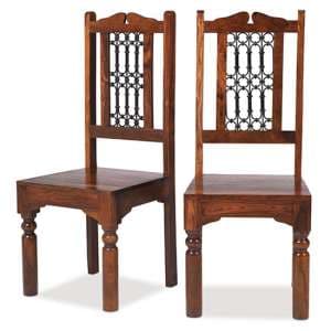 Zander Wooden High Back Dining Chairs In A Pair With Square Legs