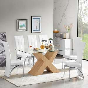Zanti Clear Glass Dining Table With 6 Ravenna White Chairs