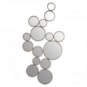 Zaria Large Multi Circle Wall Mirror In Antique Silver Frame