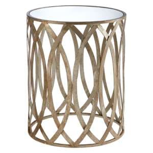 Zaria Round Glass Side Table With Leaf Design Silver Frame - UK