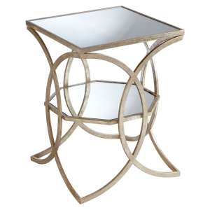 Zaria Square Glass Side Table With Cross Design Silver Frame - UK