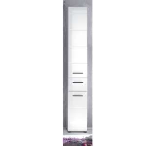 Zenith Bathroom Storage Cabinet In White With High Gloss Fronts - UK
