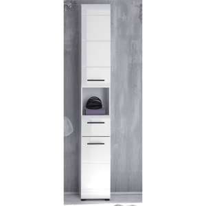 Zenith Bathroom Storage Unit In White With High Gloss Fronts