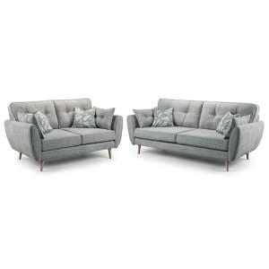 Zincate Fabric 3+2 Seater Sofa Set In Grey - UK