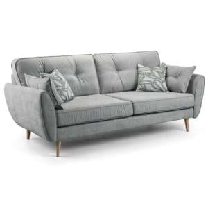 Zincate Fabric 3 Seater Sofa In Grey - UK