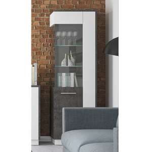 Zinger LED Left Handed Glass Display Cabinet In Grey And White