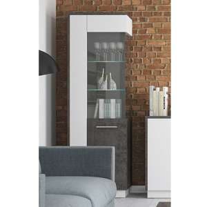 Zinger LED Right Handed Glass Display Cabinet In Grey And White