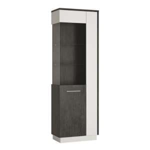 Zinger Left Handed Glass Display Cabinet In Grey And White - UK
