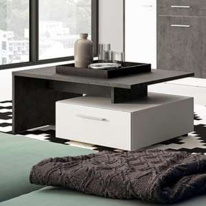 Zinger Wooden Storage Coffee Table In Slate Grey And White - UK
