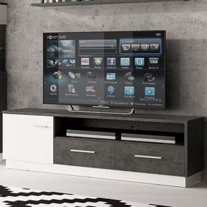 Zinger Wide Wooden TV Stand In Slate Grey And Alpine White - UK