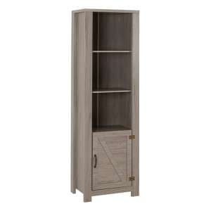Zino Wooden Bookcase With 1 Door In Grey Wood Grain - UK