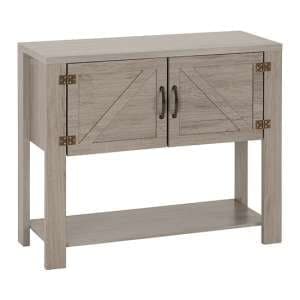 Zino Wooden Console Table With 2 Doors In Grey Wood Grain - UK