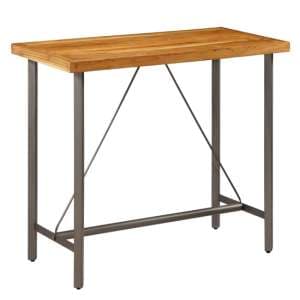 Ziva 120cm Wooden Bar Table With Steel Frame In Brown - UK