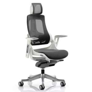 Zure Executive Headrest Office Chair In Charcoal With Arms - UK