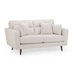 Zurich Fabric 2 Seater Sofa In Beige With Brown Wooden Legs - UK