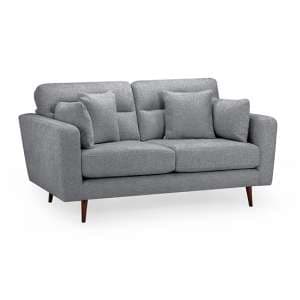 Zurich Fabric 2 Seater Sofa In Grey With Brown Wooden Legs - UK