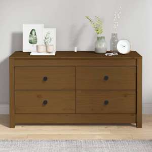 Zurich Pinewood Storage Cabinet With 2 Drawers In Honey Brown - UK