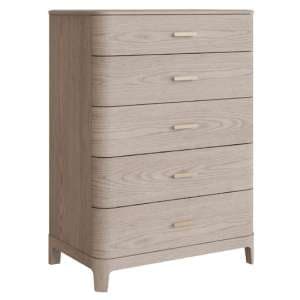 Zurich Wooden Chest Of 5 Drawers Tall In Parisian Cream - UK