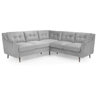 Helena Plush Velvet Corner Sofa In Grey