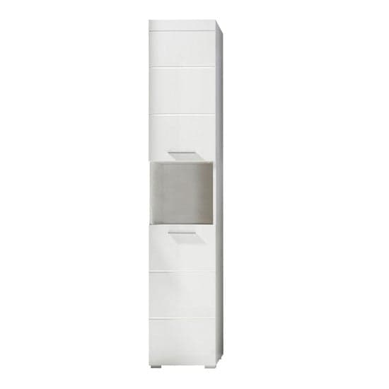 Amanda Tall Bathroom Cabinet In White With High gloss Fronts_1