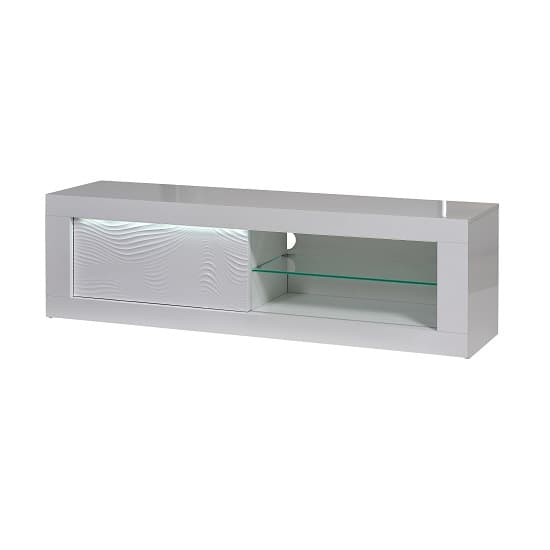 Carmen TV Cabinet In White Gloss With Sliding Door And LED Light_4