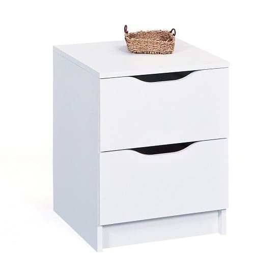 Crick Contemporary Bedside Cabinet In White With 2 Drawers_2