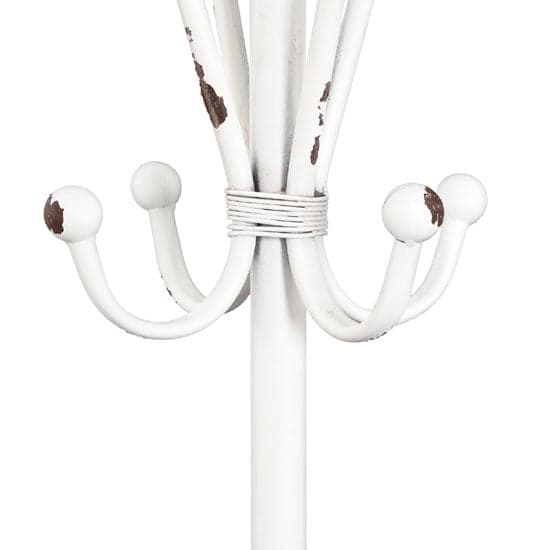 Amsterdam Loft Coat Stand In Distressed White Metal With 8 Hooks_3
