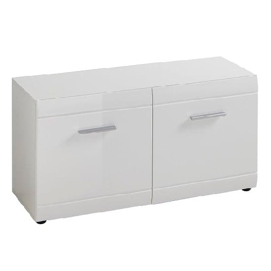 Adrian Shoe Bench In White High Gloss Fronts With 2 Doors_2