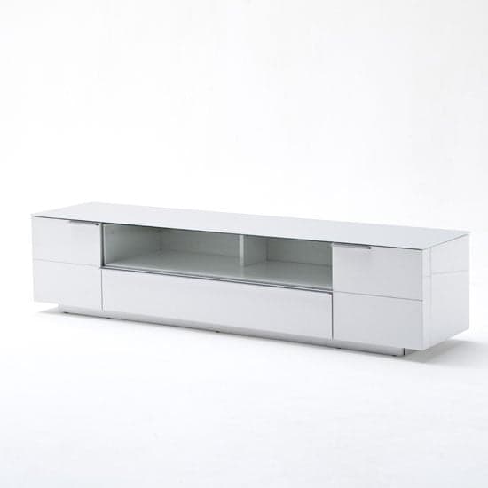 Canberra LCD TV Stand In Glass Top And White Gloss With 2 Door_2