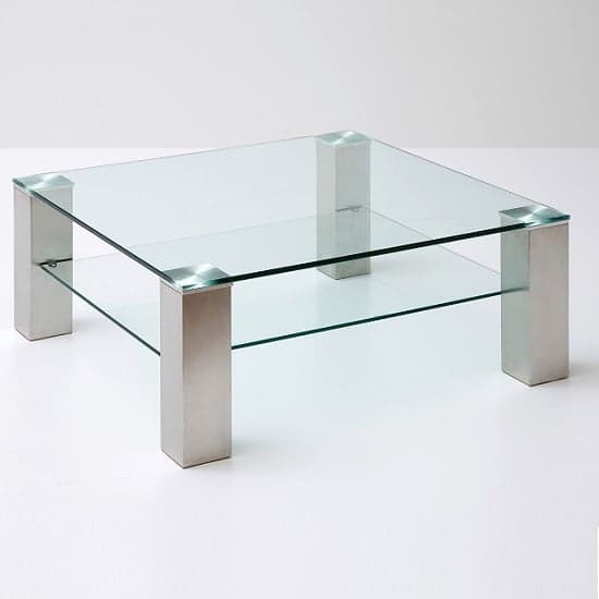 Astoni Glass Coffee Table Square In Clear With Metal Legs_2