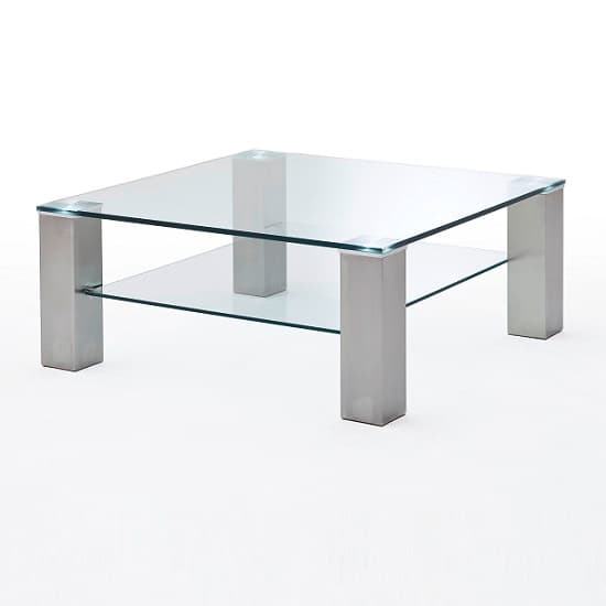 Astoni Glass Coffee Table Square In Clear With Metal Legs_3