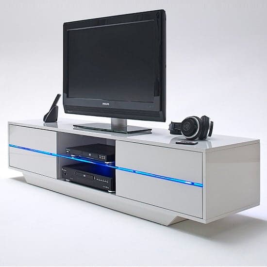 Sienna High Gloss TV Stand In White With Multi LED Lighting_2
