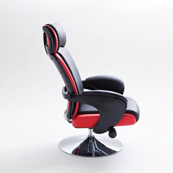 Liam Reclining Chair In Black And Red Faux Leather With Stool_8